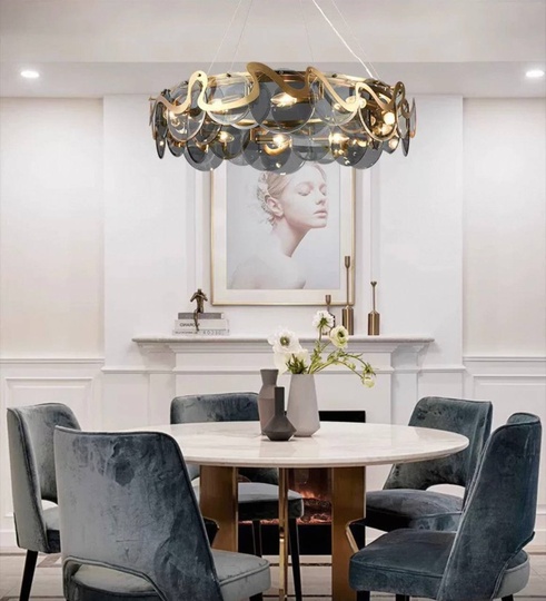 Люстра подвесная, медный, стекло, MODERN 60*25, металл, E14.