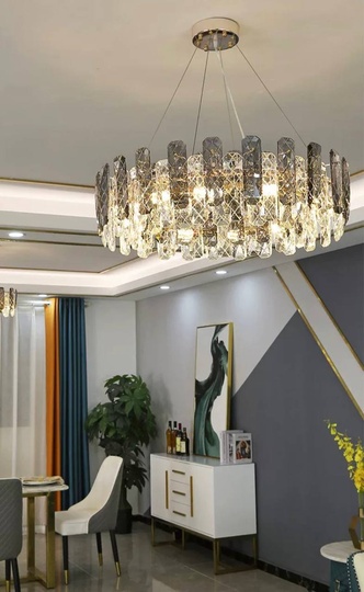 Люстра подвесная AKCICEK 100*22 дымчатый, стекло, металл, Е14.