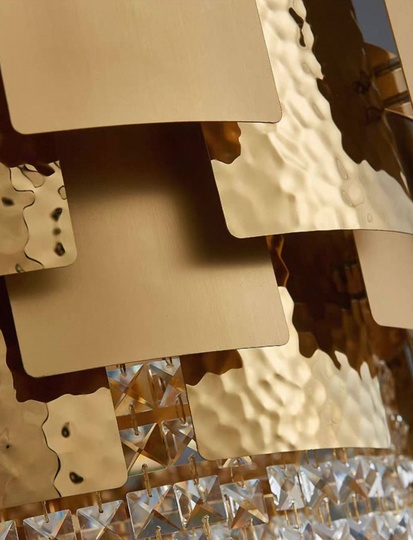 Люстра подвесная золотая Alvirox, металл, хрусталь, 58*48 см, E14