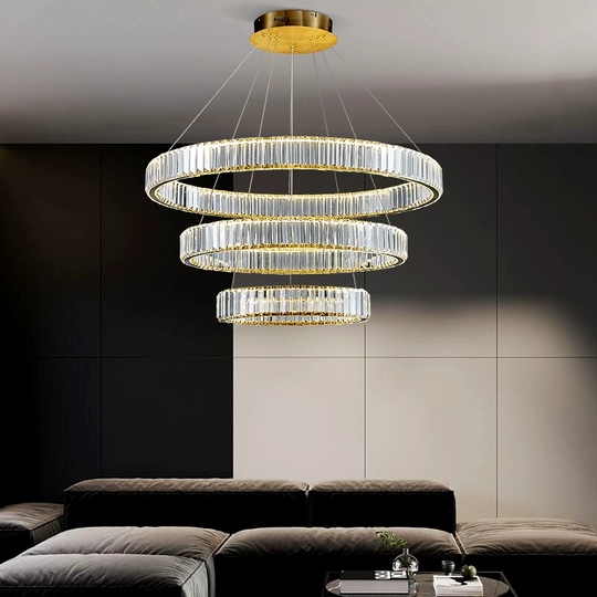 Люстра подвесная CALISKAN 100*150 золотой, хрусталь, металл, LED.