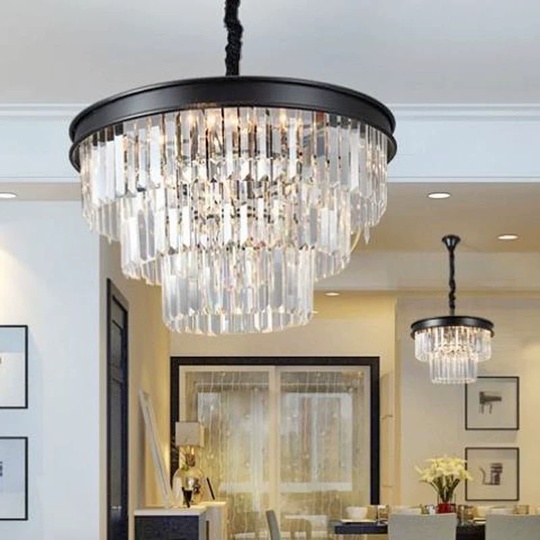 Люстра подвесная, черный, стекло, AYBAN 100*42, металл, E14.