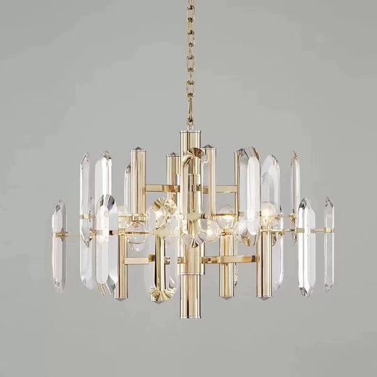 Люстра подвесная, золотой, хрусталь, EILEEN 100*45, металл, E14.