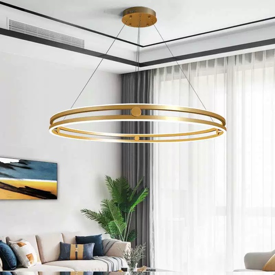 Светильник подвесной медый Aeloria, металл, трос 120 см, 60*7.5 см, LED