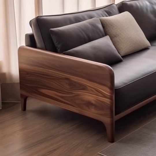 Прямой диван Price темный орех, кожа, 240*85*80 см