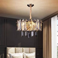 Люстра подвесная, золото, хрусталь, KISS 50*30 металл, E14.