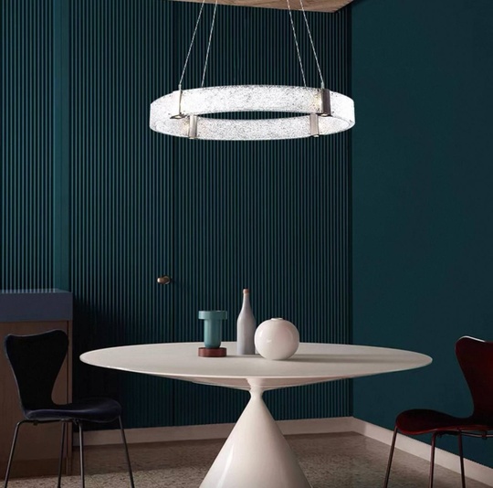 Люстра подвесная, черный, стекло, CHAIM BLACK 40*10, металл, LED