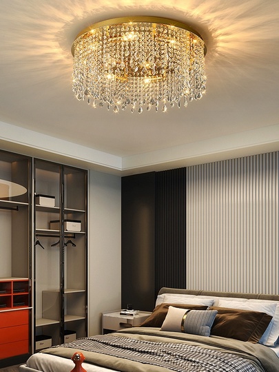 Люстра подвесная, золотой, кристалл, SPARKLING 80*17, металл, E14.