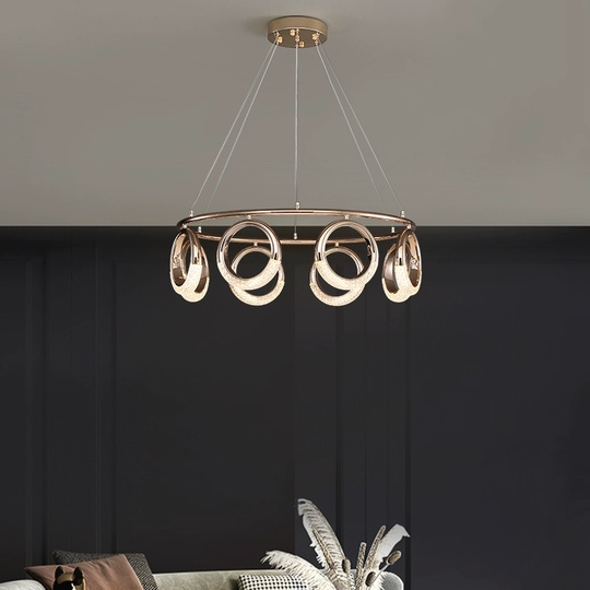 Светильник подвесной золотой Elmara, металл, трос 100 см, 60*26 см, LED