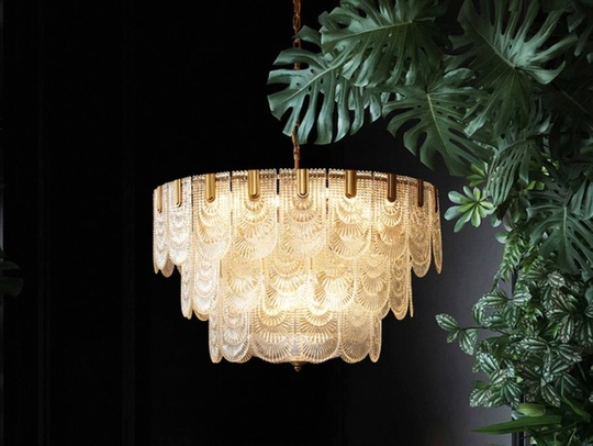 Люстра подвесная, медь, стекло, DOGU 80*38, металл, Е14.