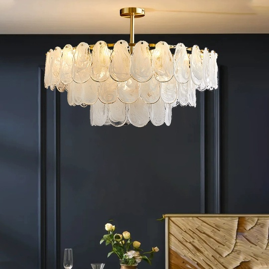 Люстра подвесная BIRCAN 60*35 бронза, стекло, металл, E14.