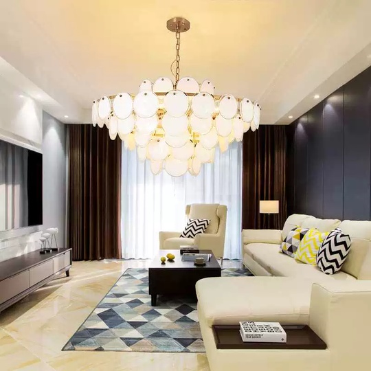 Люстра подвесная медная Aquorix, металл, стекло, трос 55 см, 100*55 см, Е14