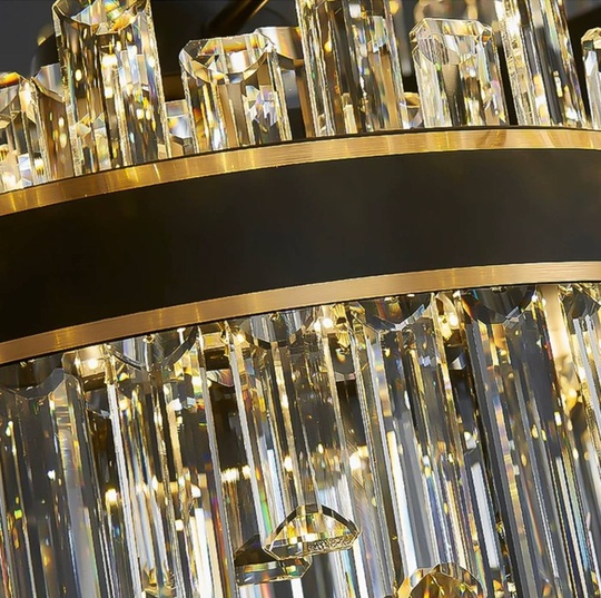 Люстра подвесная BIRGEN 50*23 золото, черный, кристалл, металл, E14.