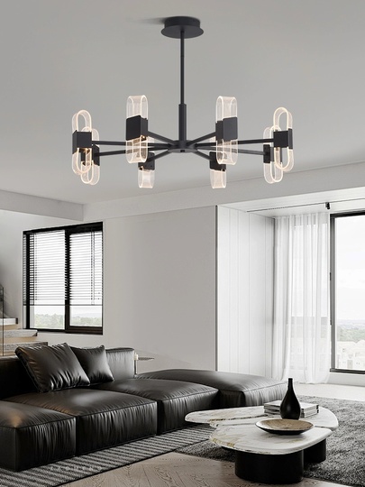 Люстра подвесная, черный, ПММА, AEGEN 70*30, металл, LED