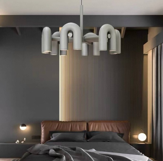 Светильник подвесной серый Elisto, металл, трос 150 см, 100*38 см, LED