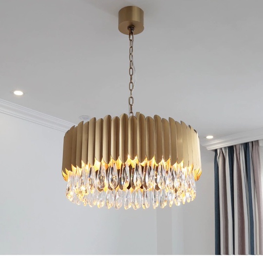 Люстра подвесная, золото, хрусталь, LUCY 60*30, металл, E14.