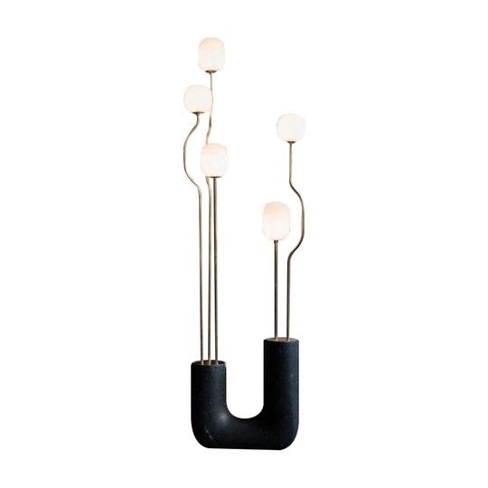 Торшер черный Virilo, 43*143 см, LED, G9*5, мрамор, 10 Вт