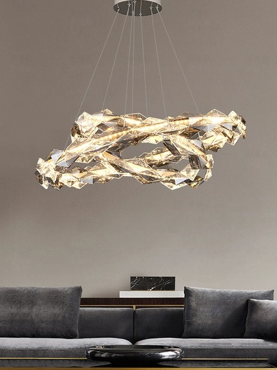 Люстра подвесная, медный, кристалл, AYLIN 40+60, металл, LED.