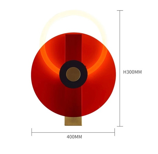 Настенный светильник, Бра, GEOFF 40*30, красный, металл, LED.