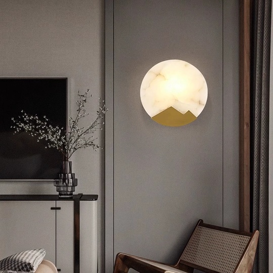 Настенный светильник медный ALABASTER, Бра, 20*20, медь, мрамор, LED.