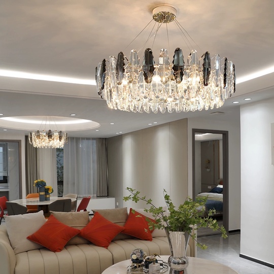 Люстра подвесная BENAY 60*25 дымчатый, стекло, металл, Е14.