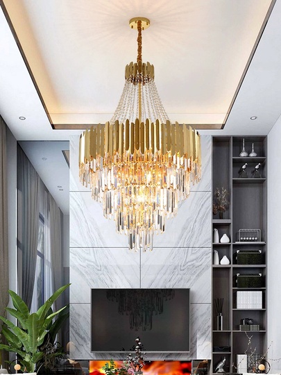 Люстра подвесная, золото, кристалл, BISCUIT 120*200 металл, E14.