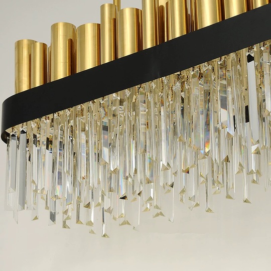 Люстра подвесная бронзовая Epivorn, металл, кристалл, трос 100 см, 110*45 см, LED