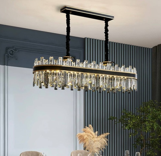 Люстра подвесная BIRGUN 100*23 золото, черный, кристалл, металл, E14.