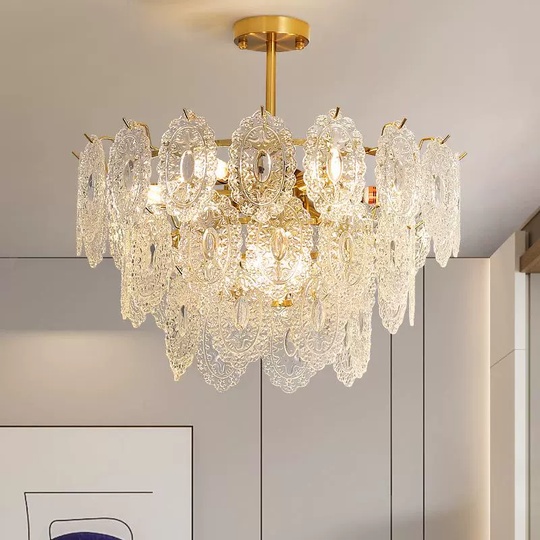 Люстра подвесная, медь, кристалл, GULUM 60*35, металл, Е14.