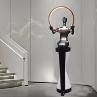 Торшер черный напольный Body lines, светодиодный led, стекловолокно