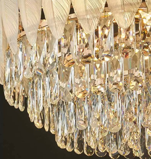 Люстра подвесная AKCICEC 60*35 белый, золото, стекло, металл, Е14.