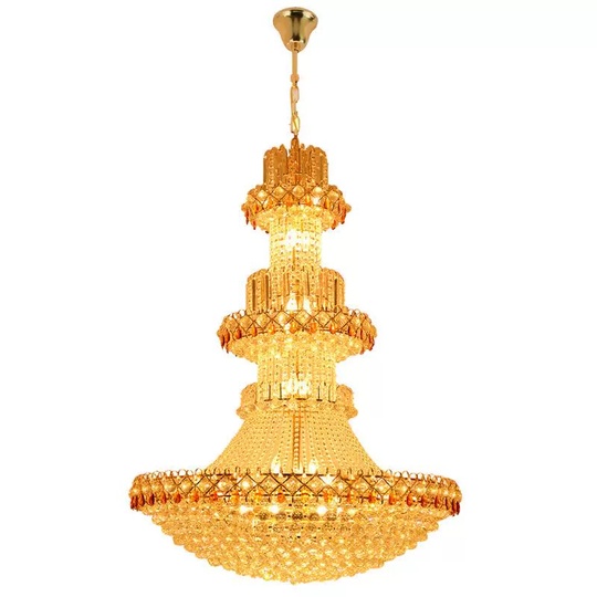 Люстра подвесная, золото, хрусталь, COOPER 120*190 металл, E14.