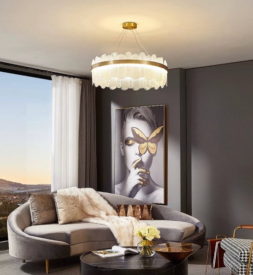 Люстра подвесная, медь, песочно-белый, стекло, DUYGU 40*27, металл, G9.