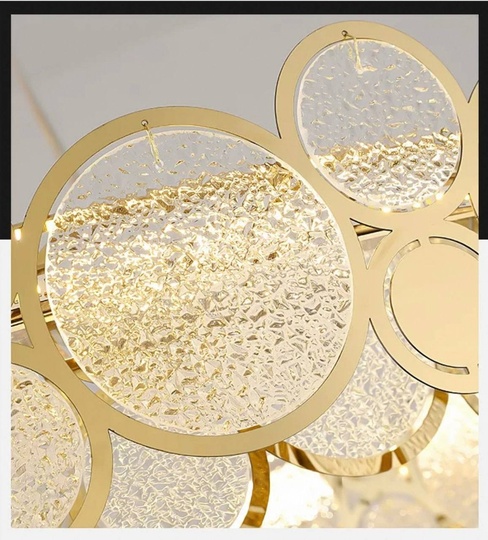 Люстра подвесная, золото, песочно-белый, стекло, AUTUNA 96*13, металл, G9.