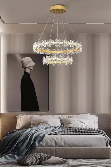 Люстра подвесная, золото, хрусталь, FERGUS 60*80, металл, LED