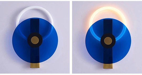 Настенный светильник, Бра, GEOFF 40*30, синий, металл, LED.