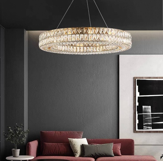 Люстра золотая Evlorm, металл, кристалл, 50*12 см, подвесная, Е14