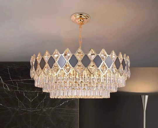 Люстра подвесная AKEL 80*32 золото, стекло, металл, Е14.