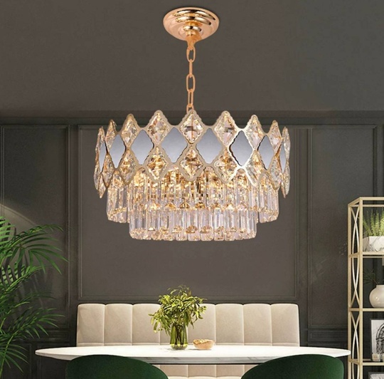 Люстра подвесная AKEL 60*28 золото, стекло, металл, Е14.