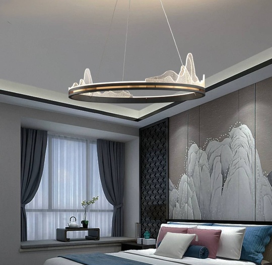 Люстра подвесная, черный, ПММА, CHAD BLACK 40*20, металл, LED