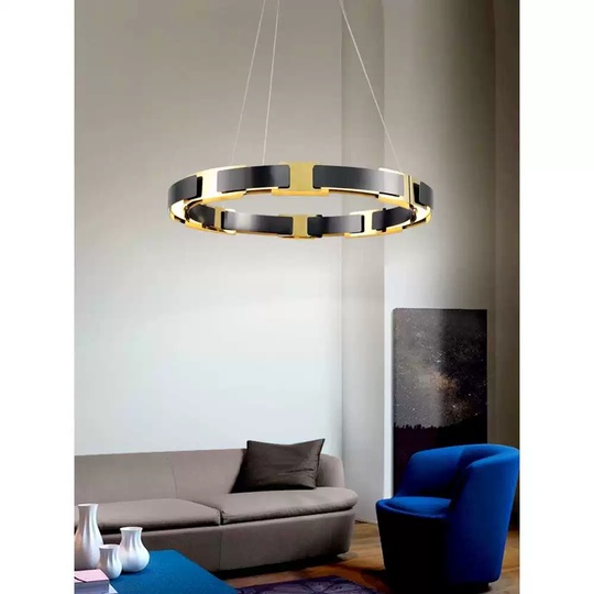 Светильник подвесной золотой, черный, Elumix, металл, 80*9 см, светодиодная, LED