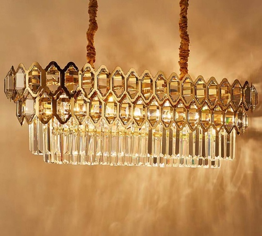Люстра подвесная, золото, хрусталь, TESSA 100*38, металл, E14.