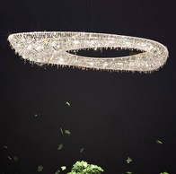 Люстра подвесная, серебро, хрусталь, ZOE 102*40*15 металл, G9.