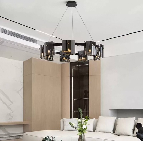 Люстра подвесная, черный, стекло, MELLIFLUOUS 80*17, металл, G9.