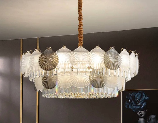 Люстра подвесная ERKE 80*28 золото, стекло, металл, Е14.