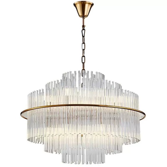 Люстра подвесная бронза Ovitra, металл, стекло, трос 50 см, 50*46 см, G4