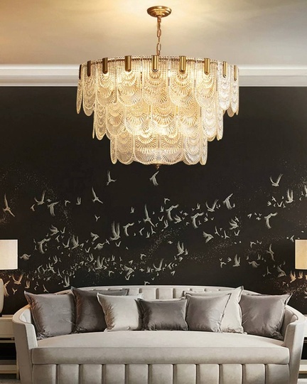 Люстра подвесная, медь, стекло, DOGU 80*38, металл, Е14.