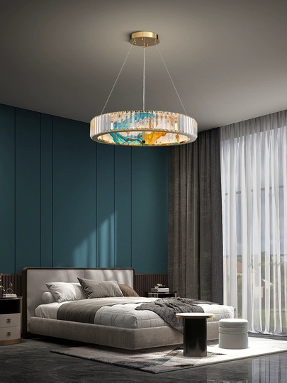 Люстра подвесная, золото, ПММА, RALPH 50*10 металл, LED.