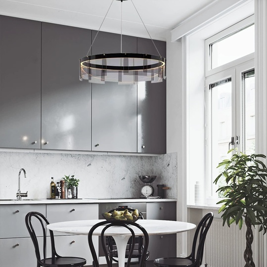 Люстра подвесная, черный, ПММА, MANUEL 100*20 металл, LED.