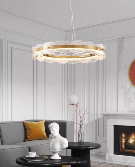 Светильник подвесной бронзовый Elviku, металл, трос 150 см, 60*13 см, LED