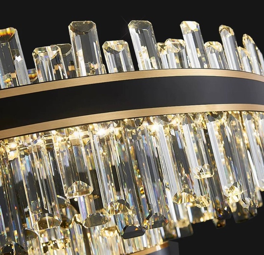 Люстра подвесная BIRGEN 80*23 золото, черный, кристалл, металл, E14.